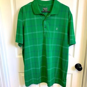 Izod Golf Polo Men’s XL bright green plaid short sleeve